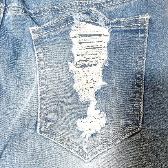 Salvaje Denim  Size 5 Distressed Unique Drop Cut Waist Low Rise Stretch Jeans - Picture 5 of 8